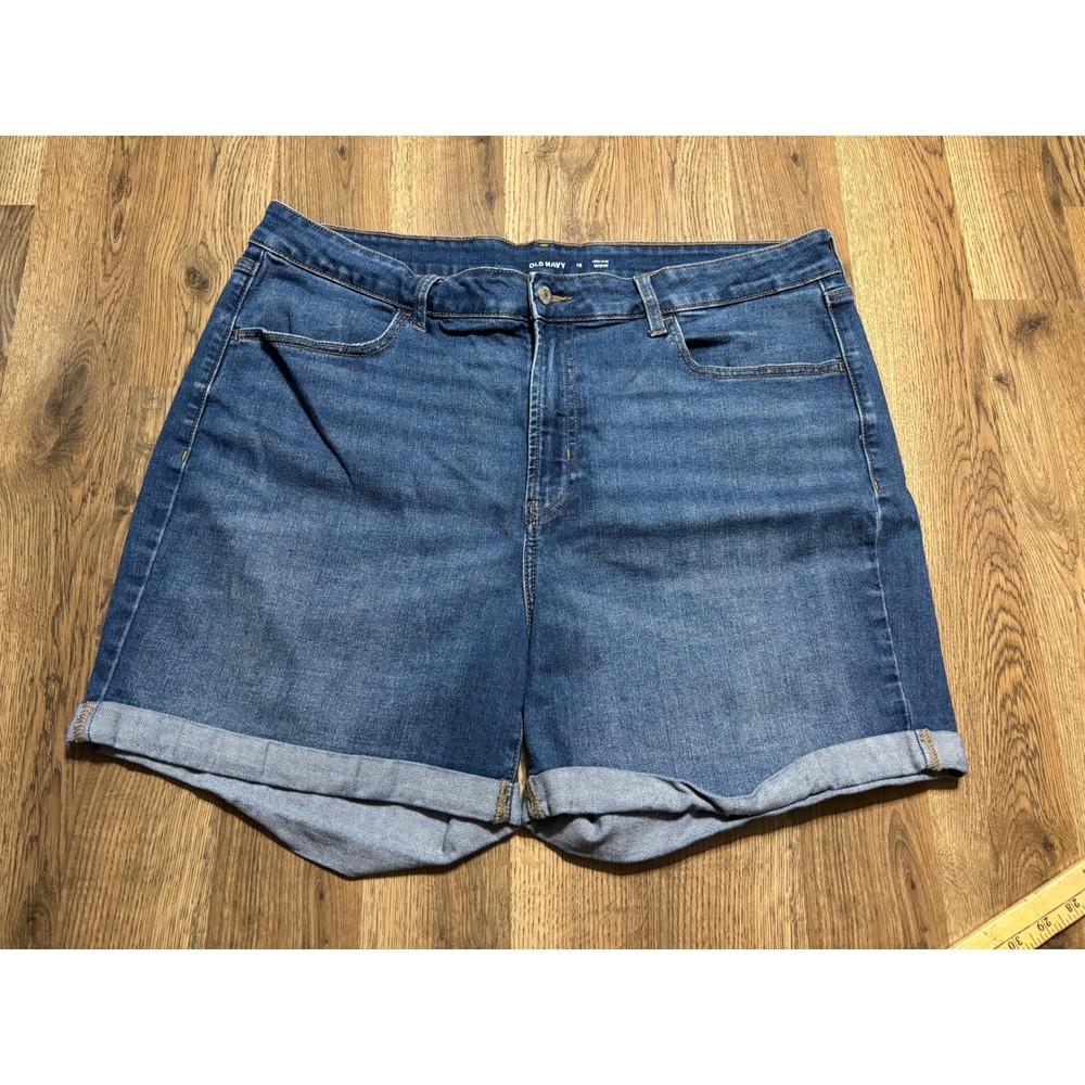 Old Navy Shorts Womens Size 18 Blue Denim High-Rise WOW Cuffed Hem